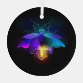 Neon vuurvlieg op zwart glas ornament (Achterkant)