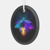 Neon vuurvlieg op zwart glas ornament (Voorkant links)