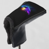 Neon vuurvlieg op zwart golfheadcover (3/4 voorkant)