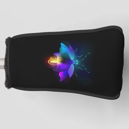 Neon vuurvlieg op zwart golfheadcover (Voorkant)