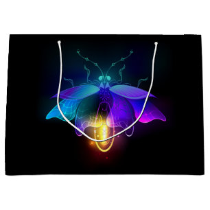 Neon vuurvlieg op zwart groot cadeauzakje