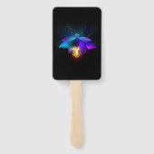 Neon vuurvlieg op zwart handwaaier (Achterkant)