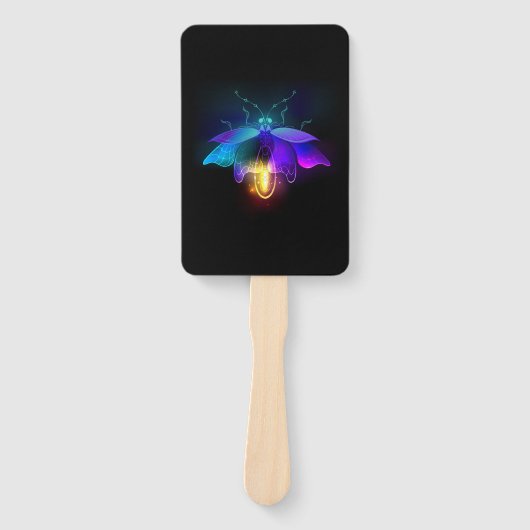 Neon vuurvlieg op zwart handwaaier (Voorkant)
