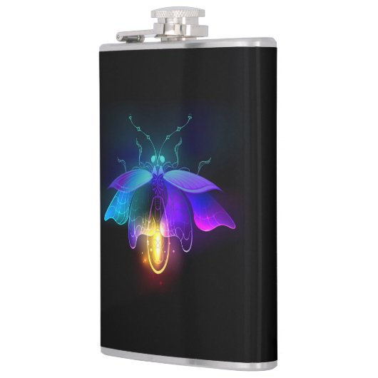 Neon vuurvlieg op zwart heupfles (Links)