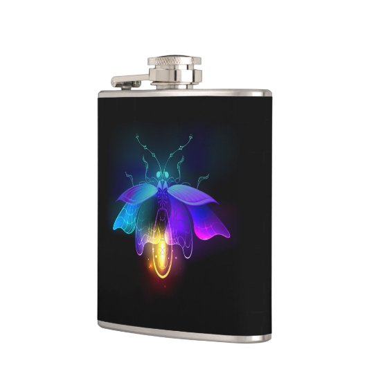 Neon vuurvlieg op zwart heupfles (Links)