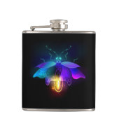 Neon vuurvlieg op zwart heupfles (Voorkant)