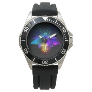 Neon vuurvlieg op zwart horloge