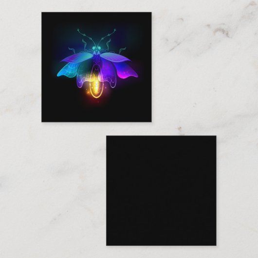 Neon vuurvlieg op zwart informatiekaartje (Voorkant / Achterkant)