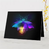 Neon vuurvlieg op zwart kaart (Gele Bloem)