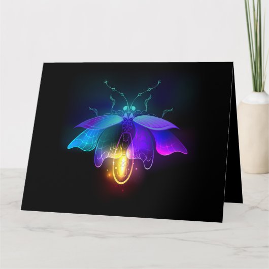 Neon vuurvlieg op zwart kaart (Voorkant)
