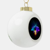 Neon vuurvlieg op zwart keramische bal ornament (Links)