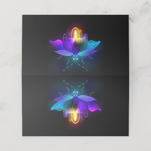 Neon vuurvlieg op zwart klantenkaartje (Buitenkant ongevouwen)
