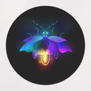Neon vuurvlieg op zwart labels