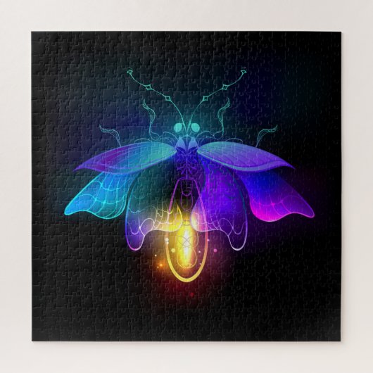 Neon vuurvlieg op zwart legpuzzel (Verticaal)