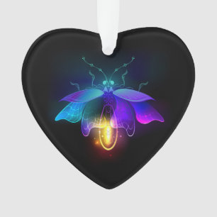 Neon vuurvlieg op zwart ornament