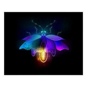 Neon vuurvlieg op zwart perfect poster