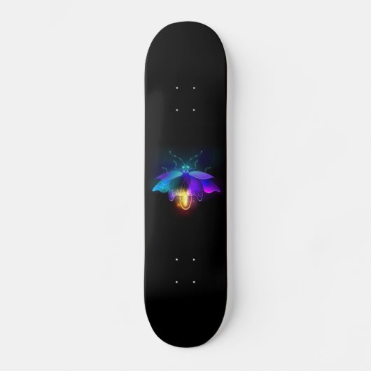 Neon vuurvlieg op zwart persoonlijk skateboard (Voorkant)