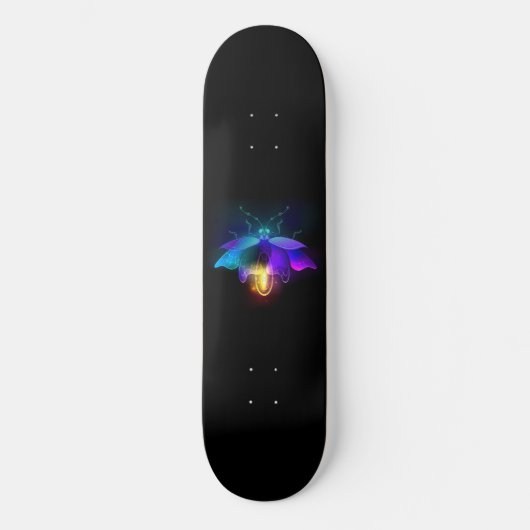 Neon vuurvlieg op zwart persoonlijk skateboard (Voorkant)