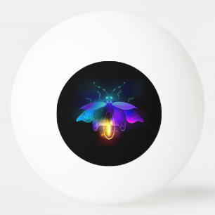 Neon vuurvlieg op zwart pingpongbal