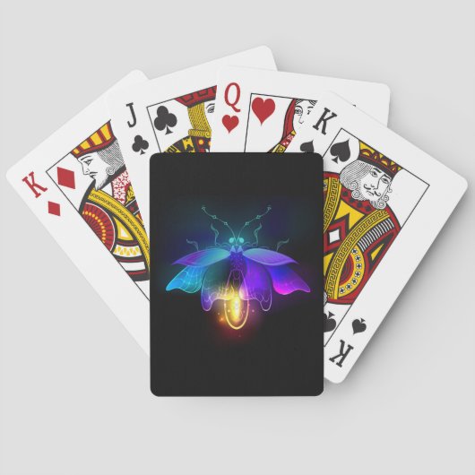 Neon vuurvlieg op zwart pokerkaarten (Achterkant)