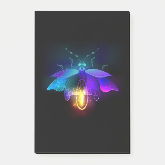 Neon vuurvlieg op zwart post-it® notes (Voorkant)