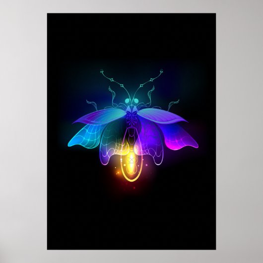 Neon vuurvlieg op zwart poster (Voorkant)