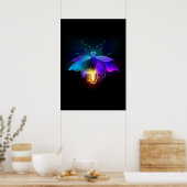 Neon vuurvlieg op zwart poster (Keuken)