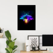 Neon vuurvlieg op zwart poster (Thuiskantoor)