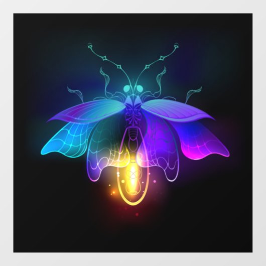 Neon vuurvlieg op zwart raamsticker (Vel)
