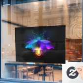 Neon vuurvlieg op zwart raamsticker (Cafe Raam)