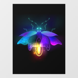 Neon vuurvlieg op zwart raamsticker