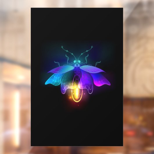 Neon vuurvlieg op zwart raamsticker (Vel 2)