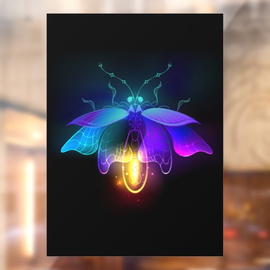 Neon vuurvlieg op zwart raamsticker (Vel 2)