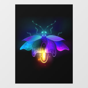 Neon vuurvlieg op zwart raamsticker