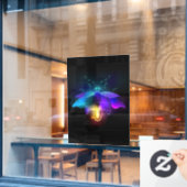 Neon vuurvlieg op zwart raamsticker (Cafe Raam)