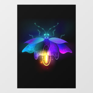 Neon vuurvlieg op zwart raamsticker