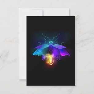 Neon vuurvlieg op zwart RSVP kaartje