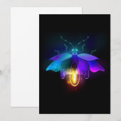 Neon vuurvlieg op zwart save the date (Voorkant / Achterkant)