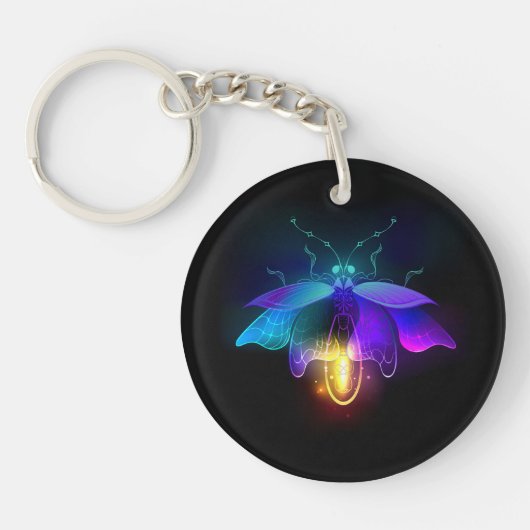 Neon vuurvlieg op zwart sleutelhanger (Voorkant)