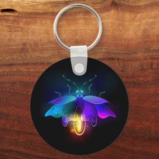 Neon vuurvlieg op zwart sleutelhanger (Achterkant)