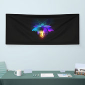Neon vuurvlieg op zwart spandoek (Beurs)