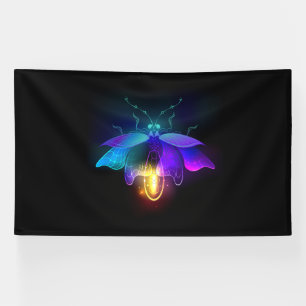 Neon vuurvlieg op zwart spandoek