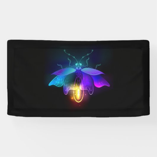 Neon vuurvlieg op zwart spandoek (Horizontaal)