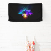 Neon vuurvlieg op zwart spandoek (Insitu)