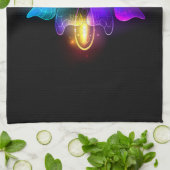 Neon vuurvlieg op zwart theedoek (Gevouwen)