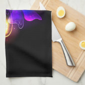 Neon vuurvlieg op zwart theedoek (Quarter Fold)