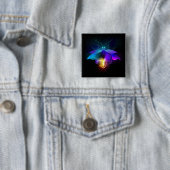 Neon vuurvlieg op zwart vierkante button 5,1 cm (In situ)