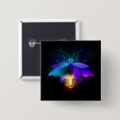 Neon vuurvlieg op zwart vierkante button 5,1 cm (Voorkant /achterkant)