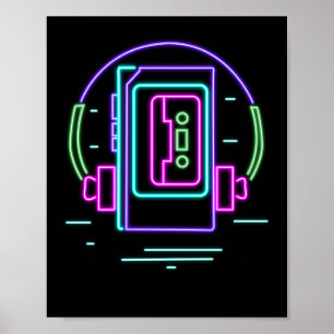 Neon Walkman uit de jaren '80 Poster
