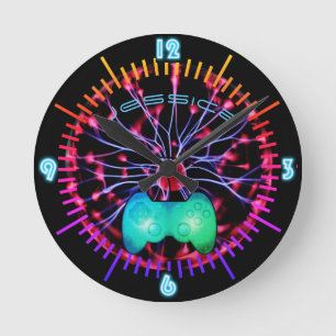 NEON Wandklok Girl Gamers Plasma Bal